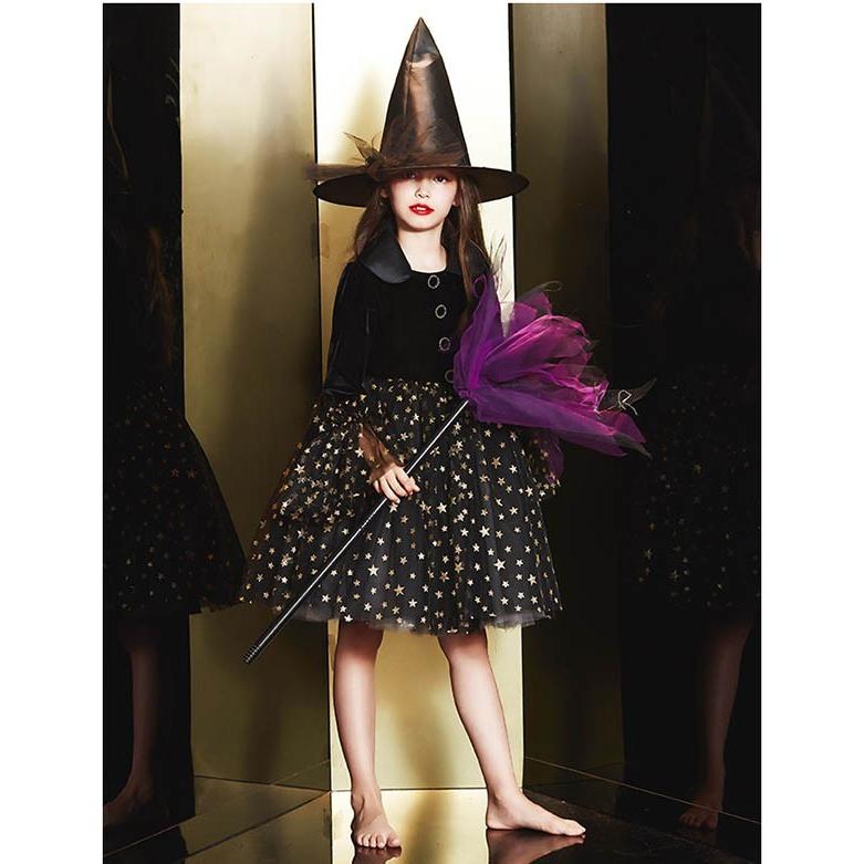コスプレ 衣装 子供服 ハロウィン 魔女 ウィッチ パフスリーブ 長袖