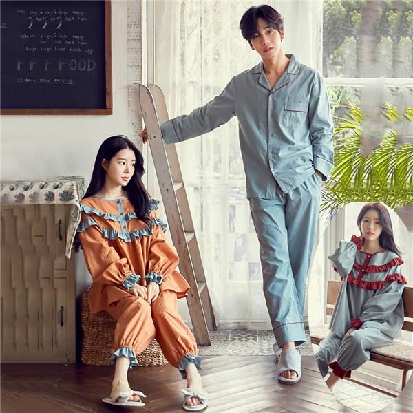 ペア パジャマ レディース 長袖 可愛い カップル ルームウェア ペアルック 前開きパジャマ 部屋着 韓国風 寝間着 上下セットお揃い ペアパジャマ Ec345d3 マンテンショップ 通販 Yahoo ショッピング