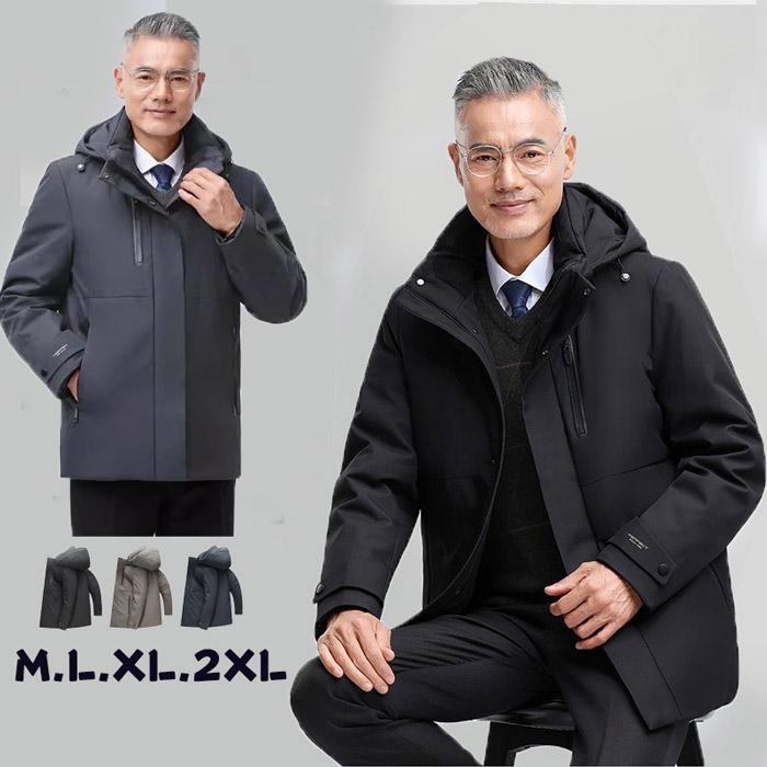 【送料無料】ダウンコート メンズ ダウンジャケット フード ハーフコート ビジネスコート 高品質 ダウン フェザー 黒 濃紺  eg170c0 ダウンコート メンズ ダウンジャケット フード ハーフコート ビジネス