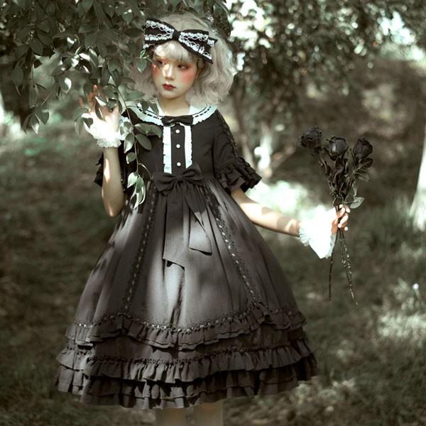 コスプレ 黒 ロリータ ワンピース Lolita ドレス ゴシックロリータ ワンピース 黒 フリル 病みかわいい 暗黒系