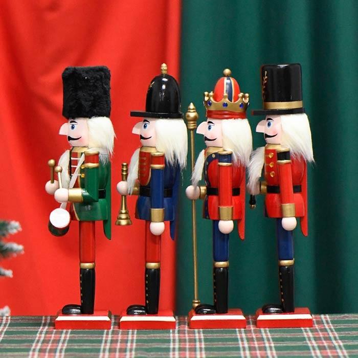 木製くるみ割り人形セット アンティーク クリスマス置物 クリスマス装飾 木製 くるみ割り人形 30cm 北欧雑貨 ハンドメイド 置物 かわいい