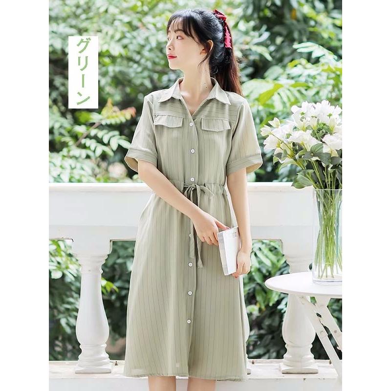 シャツワンピース 大人可愛い Aライン ハイウエスト 小柄 脚長効果 美脚 エレガント 韓国 ボヘミア風 大人のワンピース 夏ワンピース リゾート K5064ze マンテンショップ 通販 Yahoo ショッピング