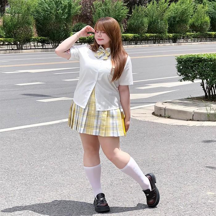 大きいサイズ 制服 セットアップ シャツ プリーツスカート ミニ丈 卒業