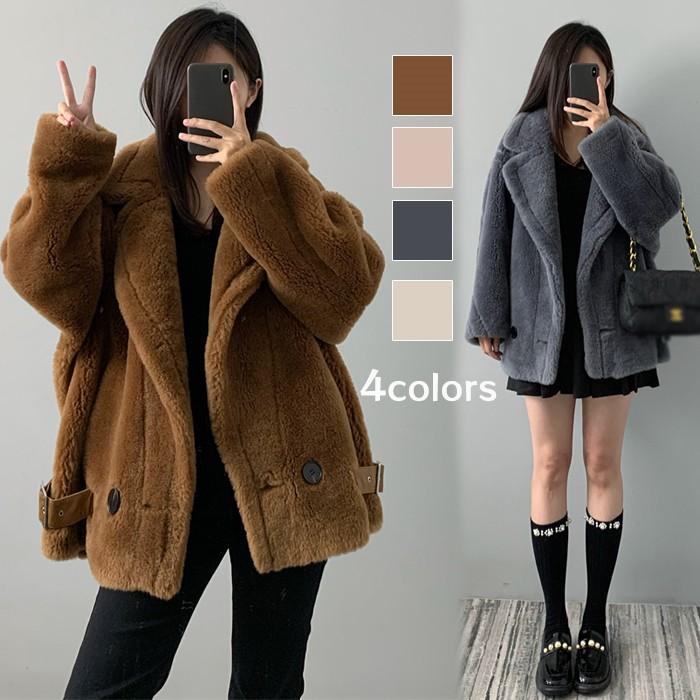 テディベアショートコート レディース ボアコート もこもこ アウター