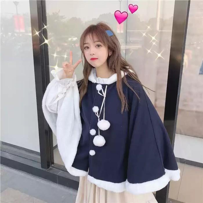 専用　美品ODEEH ケープコート　袖あり M〜Ｌゆったり　ピンク可愛い ポンチョ コート マント ケープ】軽くて暖かい フード付き ポンチョ