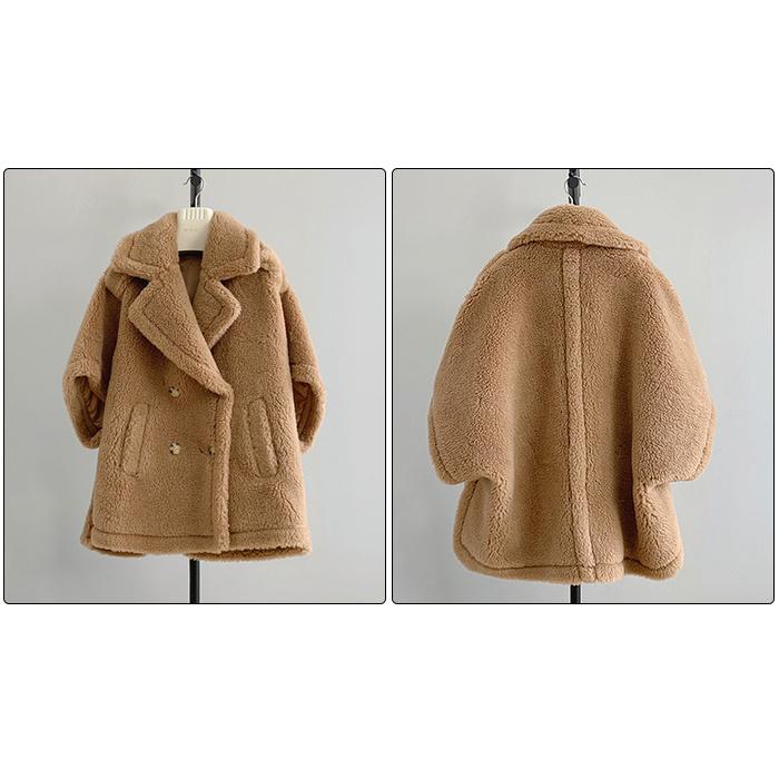 テディベア ポンチョコート レディース ショート丈 ウール アウター