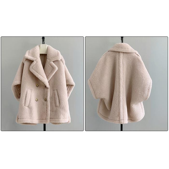 テディベア ポンチョコート レディース ショート丈 ウール アウター