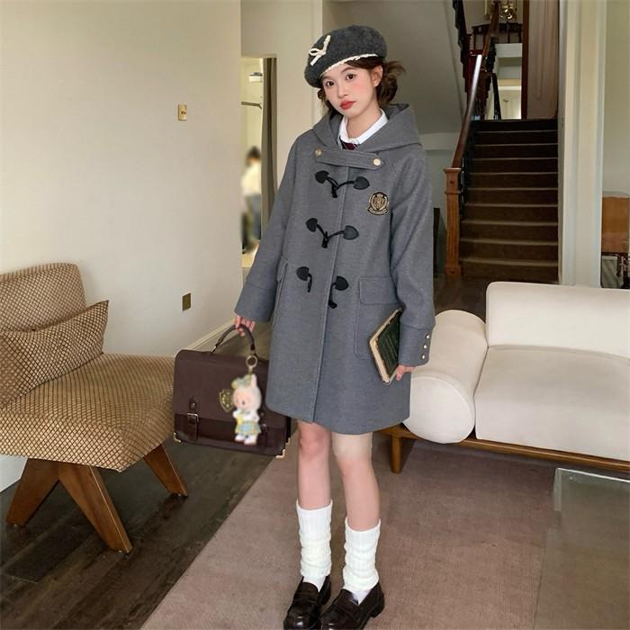 ダッフルコート レディース ロング スクールコート 制服風 フード付き