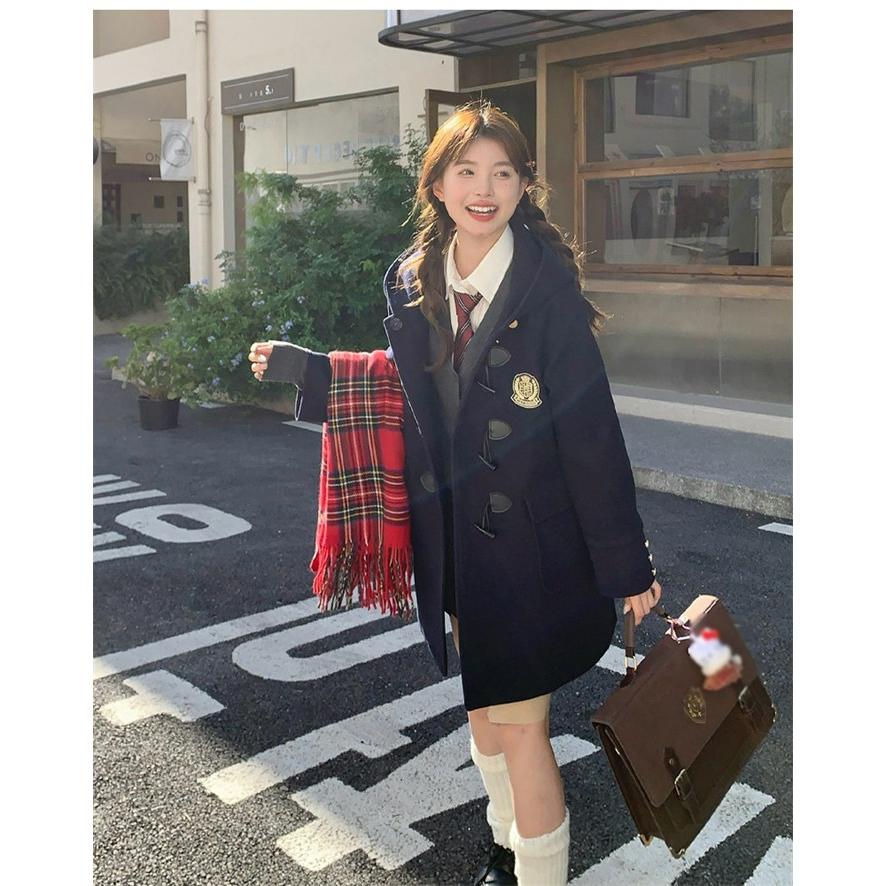 ダッフルコート レディース ロング スクールコート 制服風 フード付き