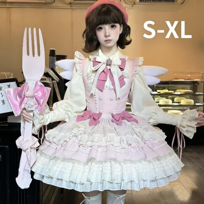ロリータ ジャンパースカート セットアップ 長袖 トップス付き 甘ロリ
