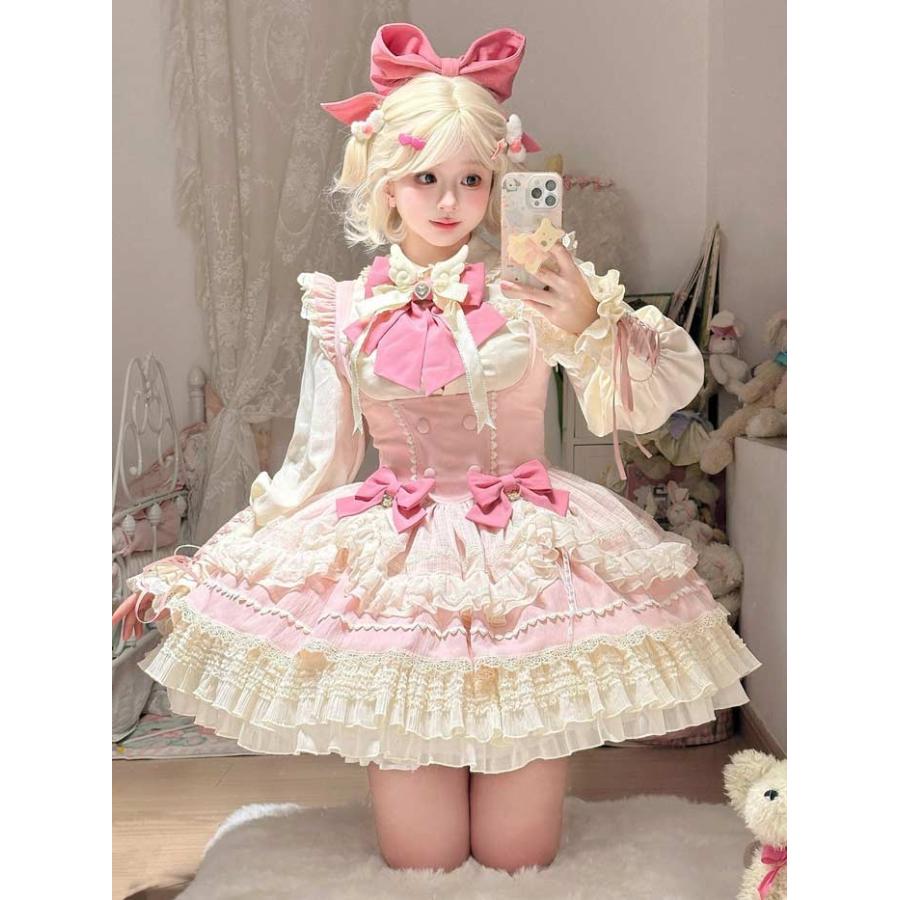 ロリータ ジャンパースカート セットアップ 長袖 トップス付き 甘ロリ