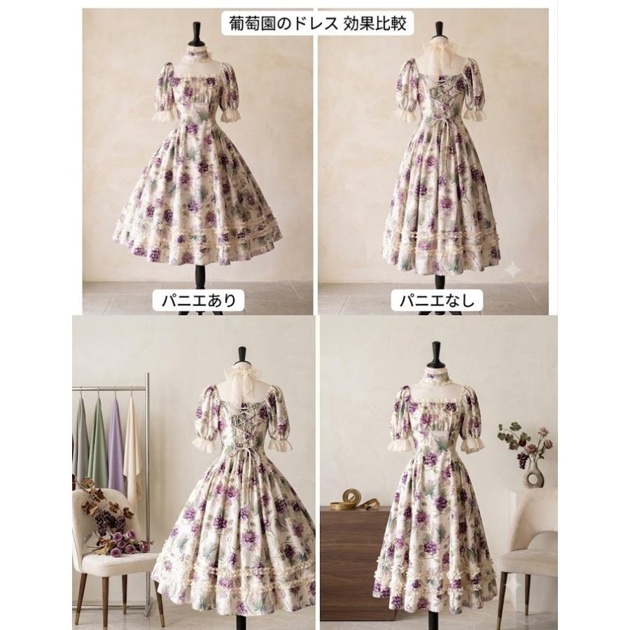 ロリータ ワンピース レディース 花柄 半袖 パフスリーブ フリル