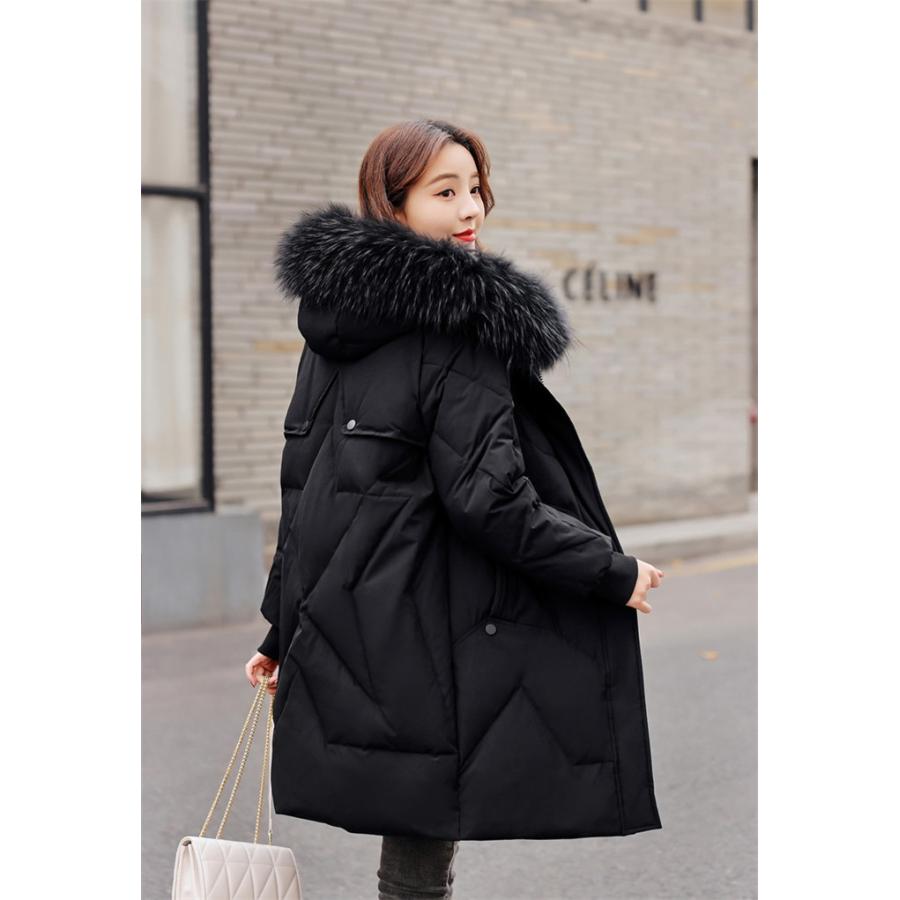 ダウンコート レディース 90%ダウン フード付き ファー付き ロングコート 防寒 暖かい 冬用 秋冬 大きいサイズ 防風 通勤 通学 体型カバー 黒 緑 M~7L