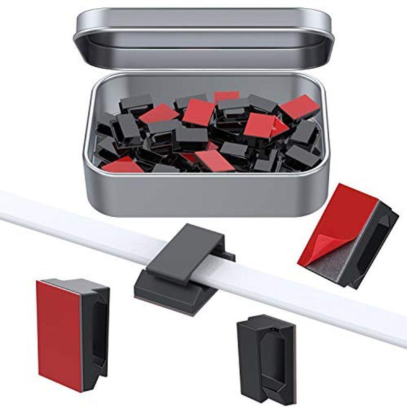 Adali ケーブルクリップ 配線止め コードクリップ ケーブルホルダー 収納 ケーブル固定具 テープ有り 車用 家庭用 事務室用 ブラック 完売