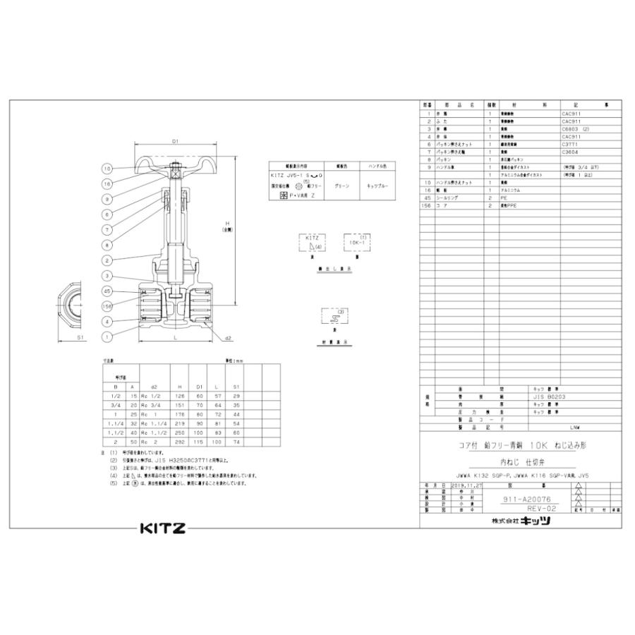 KITZ 15 LNW ゲートバルブ 10k 管端防食コア付 : Shopまつもと - 通販