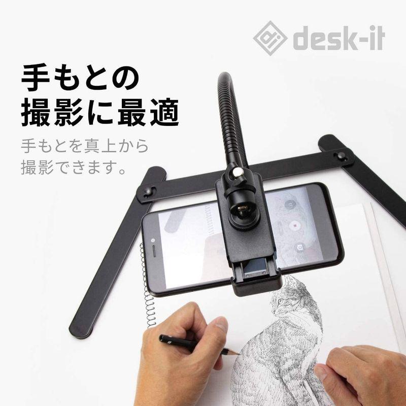 販売 Desk-it スマホ スタンド 360°角度・高さ調節可能 携帯三脚 動画 スマホ用 撮影 iphone コ型 定点 スマートフォン三脚  スマホスタンド