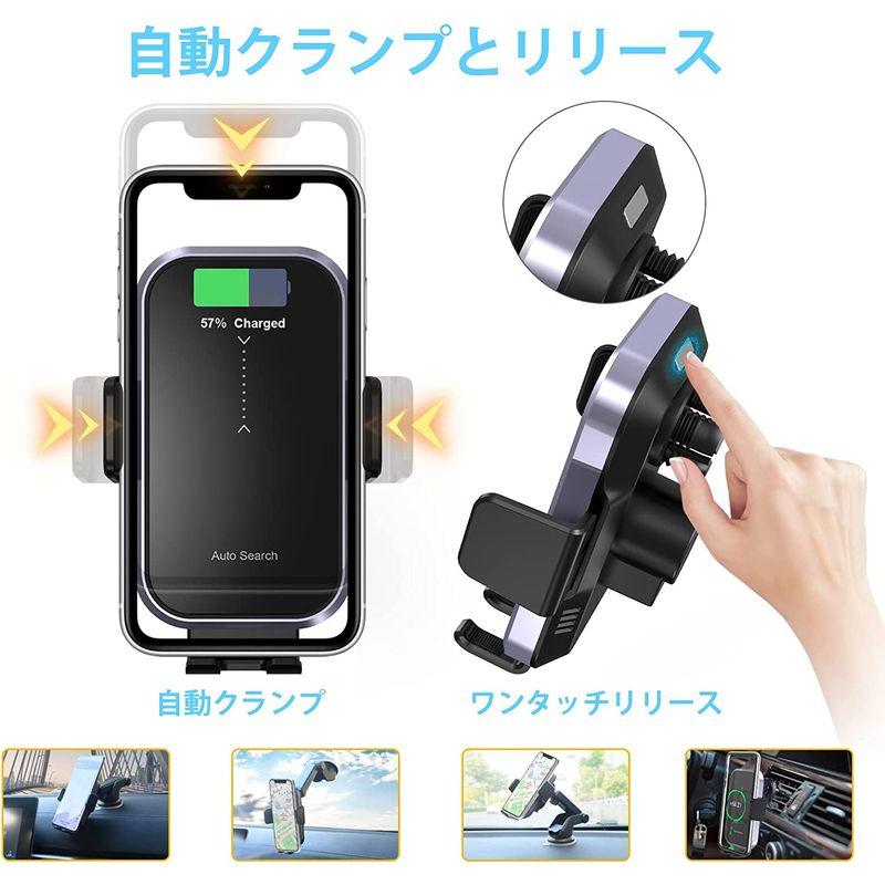 車載ワイヤレス充電 自動開閉 自動センサー 15W粘着式＆吹き出し口2in1 スマホホルダー 急速 360度回転 iPhone13/13Pr  :20220730144145-01743:ショップMION - 通販 - Yahoo!ショッピング