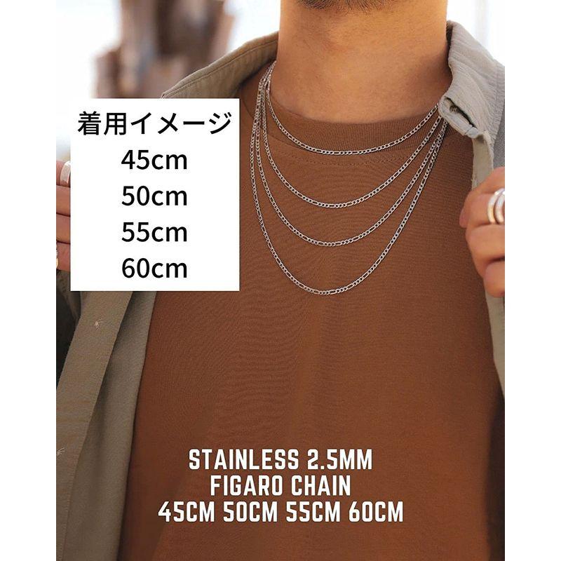 最上の品質な フィガロチェーン ネックレス メンズ 2.5mm 60cm