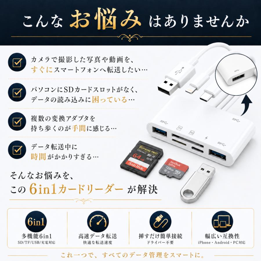 カードリーダー usb3.0 type-c iphone SDカード microsd ライトニング
