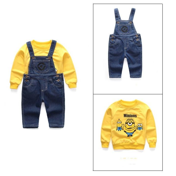ミニオンズ コスプレ 仮装 子供 ハロウィン 長袖 Tシャツ セットアップ オーバーオール ミニオン サロペット デニム 子供用 ロングパンツロンパース カジュアル 0250 ショップモモ 通販 Yahoo ショッピング
