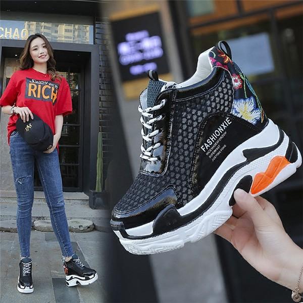 厚底スニーカー 韓国風 インヒールスニーカー ハイヒール12cm スニーカー 透かし彫り 厚底靴 プラットフォーム 美脚 歩きやすい 疲れない スニーカー 激安 0570 ショップモモ 通販 Yahoo ショッピング