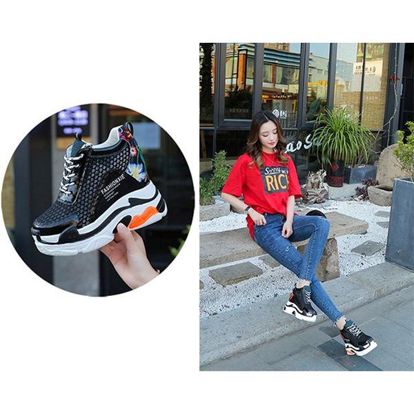 厚底スニーカー 韓国風 インヒールスニーカー ハイヒール12cm スニーカー 透かし彫り 厚底靴 プラットフォーム 美脚 歩きやすい 疲れない スニーカー 激安 0570 ショップモモ 通販 Yahoo ショッピング