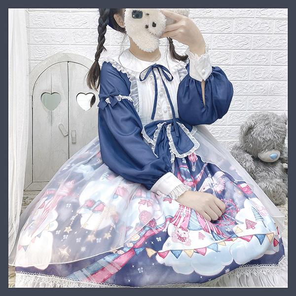 ワンピース ロリータ レディース 春夏 コスプレ ロリータ風ワンピ フレアワンピース 女子中高生 Lolita 蝶結び ミディアム コスチューム お嬢様 丸襟 長袖 0975 ショップモモ 通販 Yahoo ショッピング