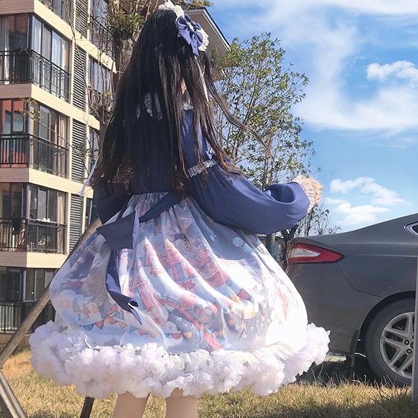 ワンピース ロリータ レディース 春夏 コスプレ ロリータ風ワンピ フレアワンピース 女子中高生 Lolita 蝶結び ミディアム コスチューム お嬢様 丸襟 長袖 0975 ショップモモ 通販 Yahoo ショッピング