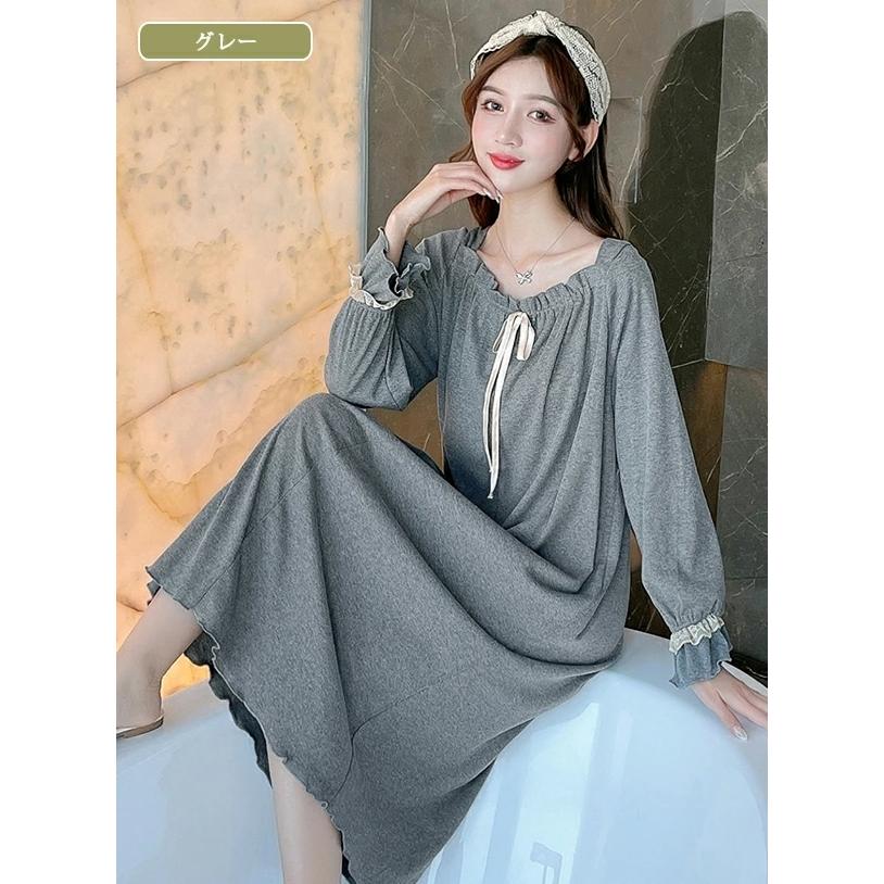 ルームウェア レディース パジャマ ワンピース 寝間着 部屋着 長袖 蝶結び ナイトガウン ロング パジャマワンピース ワンピース かわいい ゆったり 大きいサイズ Cl0252 ショップモモ 通販 Yahoo ショッピング