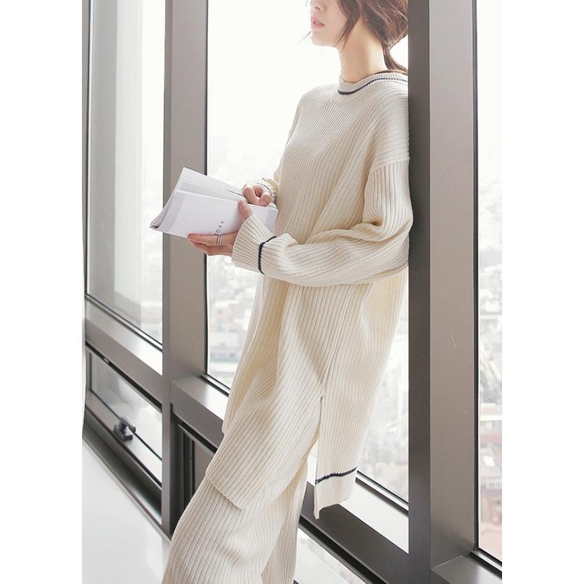 レディース パジャマ セットアップ リブ ルームウェア 上下セット レディースパジャマ ボーダー 部屋着 ガウチョパンツ 日常着 長袖 秋冬用 暖かい 柔らかい Cl0416 ショップモモ 通販 Yahoo ショッピング