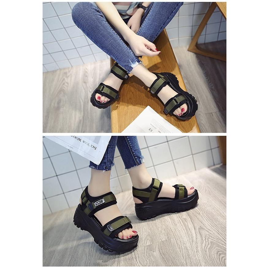 短納期 スポーツサンダル 厚底サンダル 面ファスナー式 コンフォートサンダル 軽量 レディース ビーチサンダル 厚底靴 歩きやすい アウトドア 美脚効果 Cl0433 ショップモモ 通販 Yahoo ショッピング