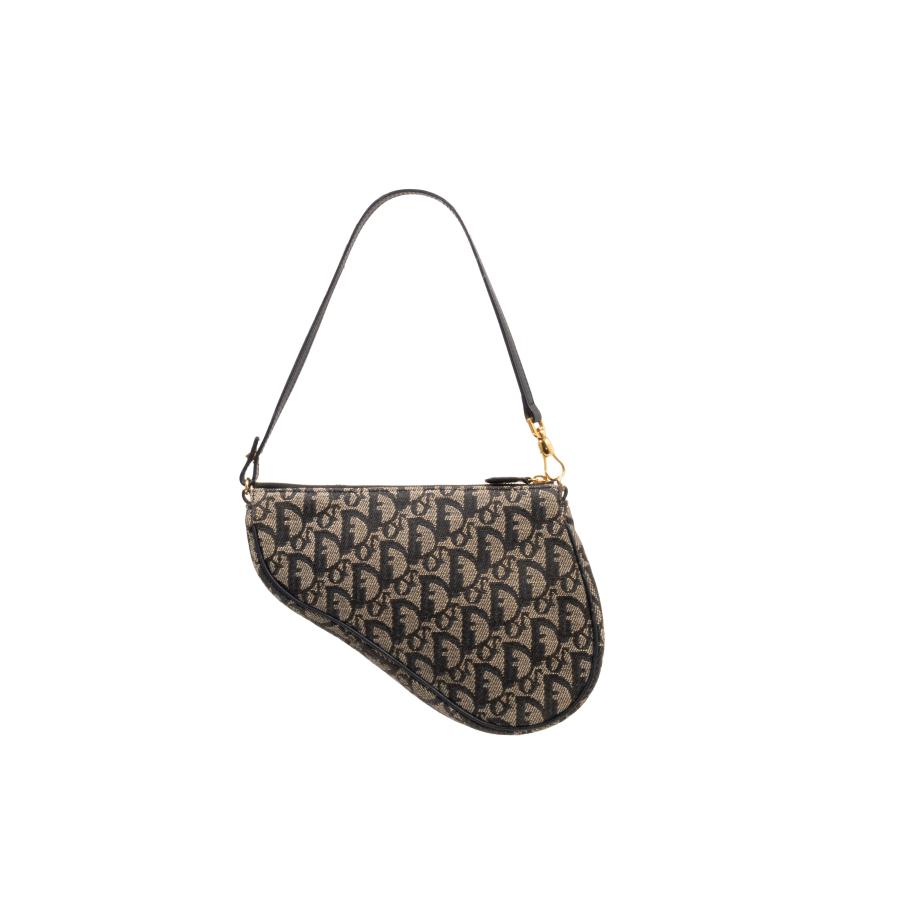 【美品】クリスチャンディオール ダブルサドル ハンドバッグ レザー デニム Saddle（Christian Dior） CHRISTIAN DIOR クリスチャンディオール