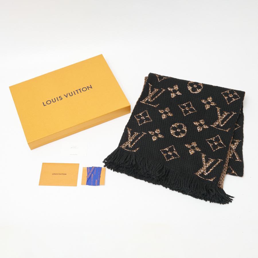 LOUIS VUITTON ルイヴィトン エシャルプ ジャイアント・モノグラム ジャングル M75885 マフラー ウール×シルク ブラック×レオパード｜shop-musubi｜09