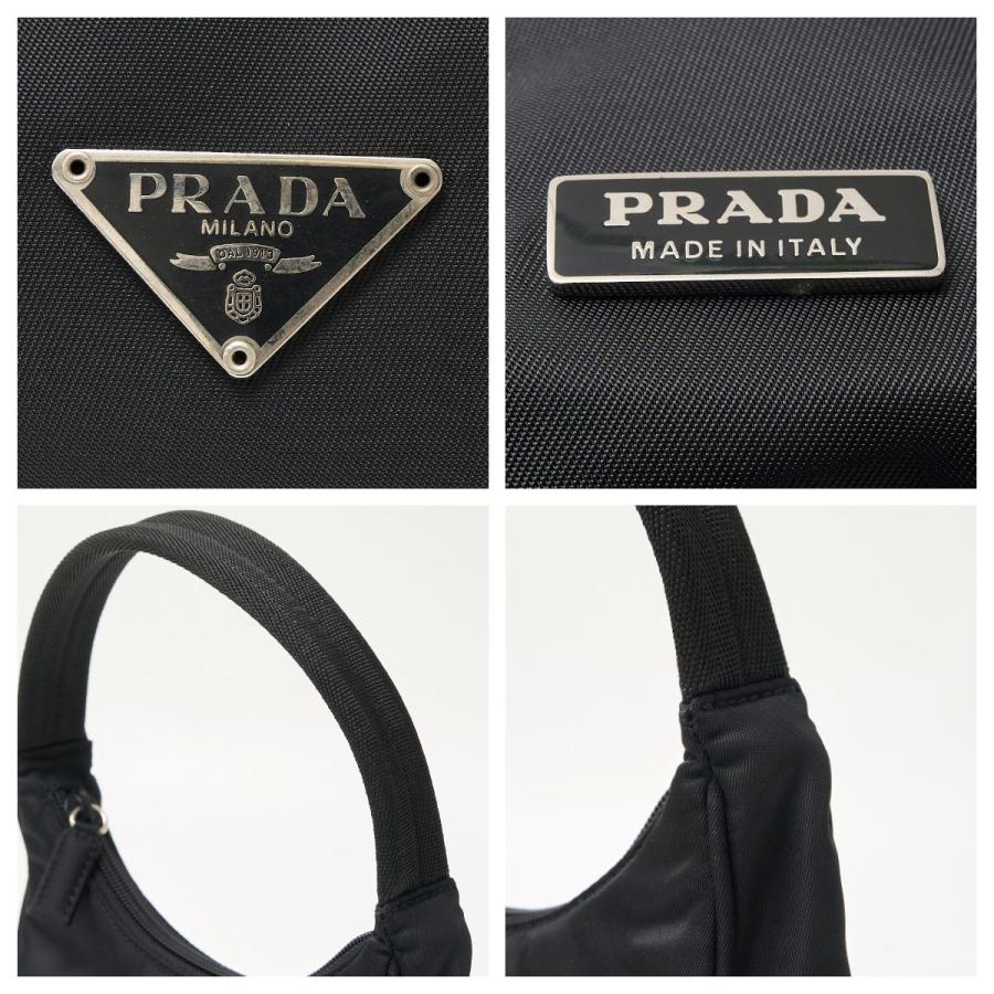 PRADA プラダ ナイロン ハンドバッグ MV519 手持ち鞄 ミニバッグ ナイロン ブラック×シルバー金具 トライアングルロゴ レディース｜shop-musubi｜07