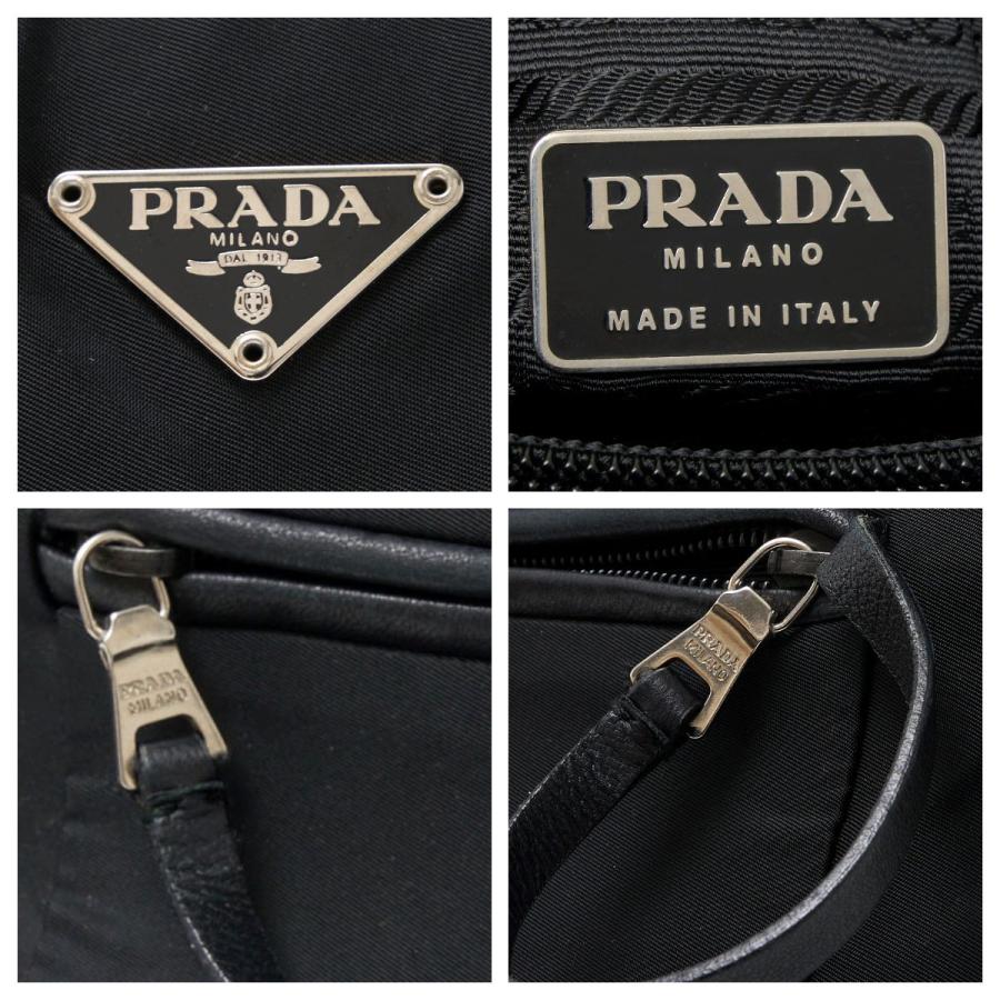 PRADA プラダ ナイロン トートバッグ ハンド ショルダーバッグ 肩掛け鞄 ナイロン×レザー ブラック トライアングルロゴ レディース｜shop-musubi｜10