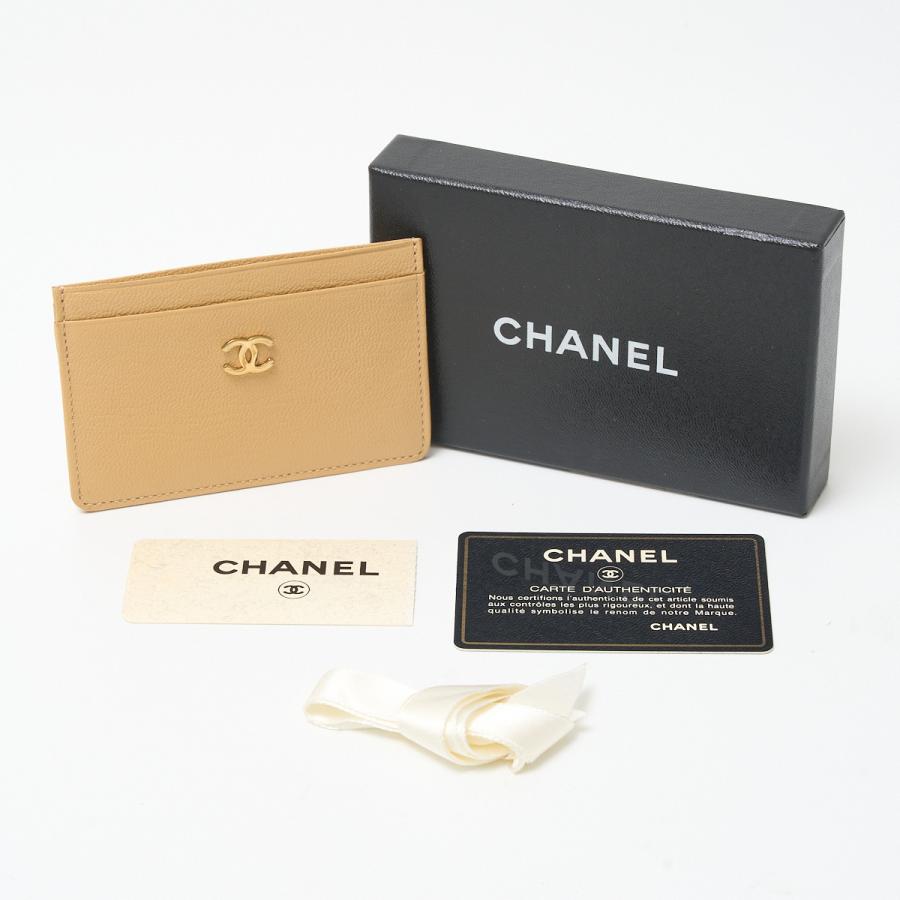 CHANEL シャネル クレジット カードホルダー A11837Y01831 6番台 名刺入れ パスケース レザー ベージュ×ゴールド金具 ココマーク｜shop-musubi｜10