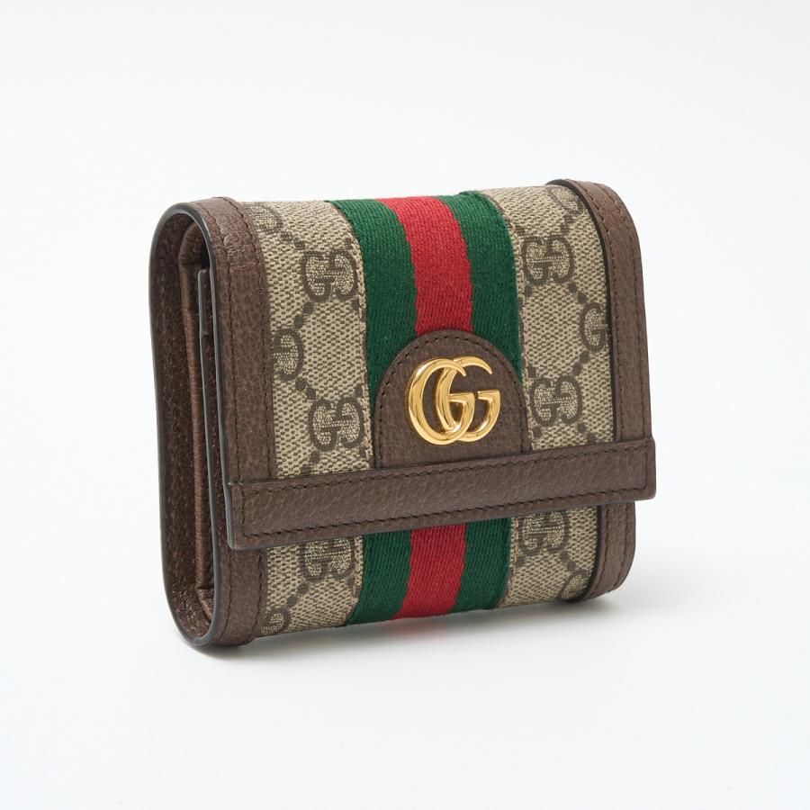 GUCCI グッチ 〔オフィディア〕三つ折り ウォレット 523174 コンパクト ミニ財布 GGスプリーム×レザー ウェブストライプ×ベージュ｜shop-musubi｜11