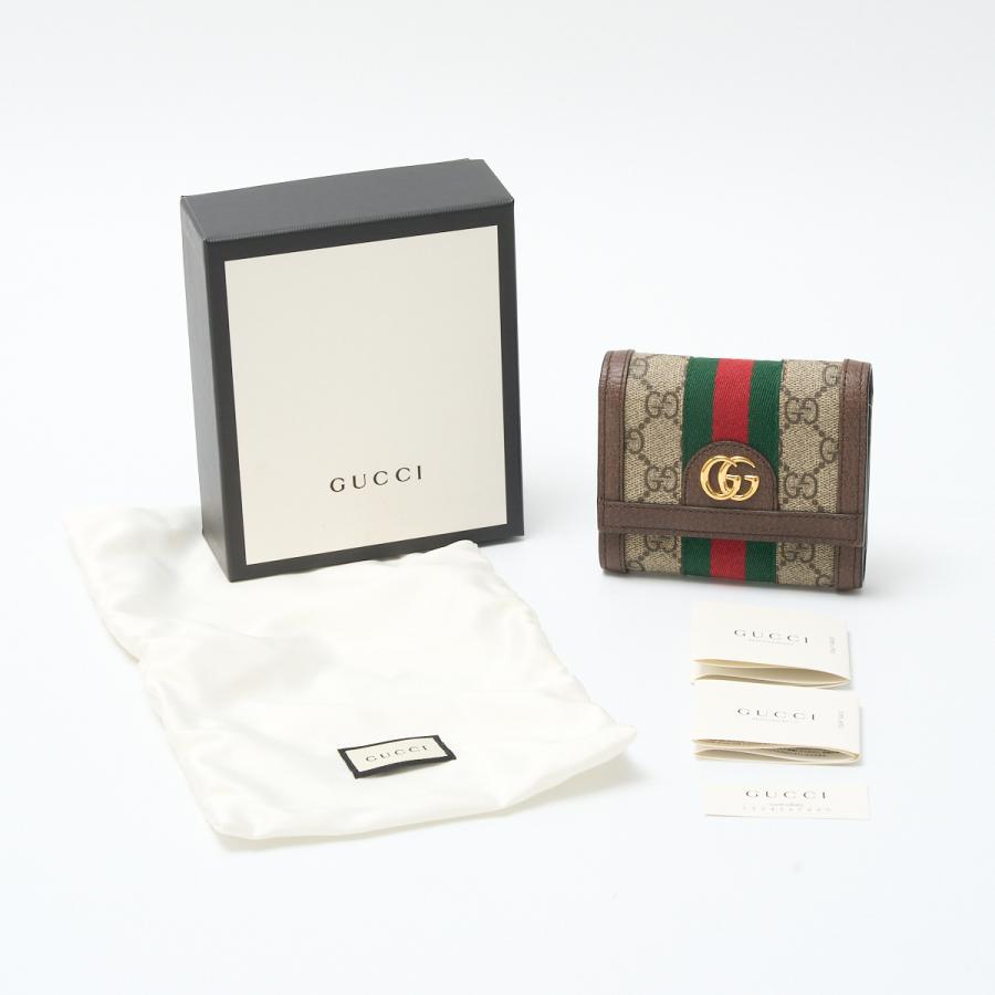 GUCCI グッチ 〔オフィディア〕三つ折り ウォレット 523174 コンパクト ミニ財布 GGスプリーム×レザー ウェブストライプ×ベージュ｜shop-musubi｜12