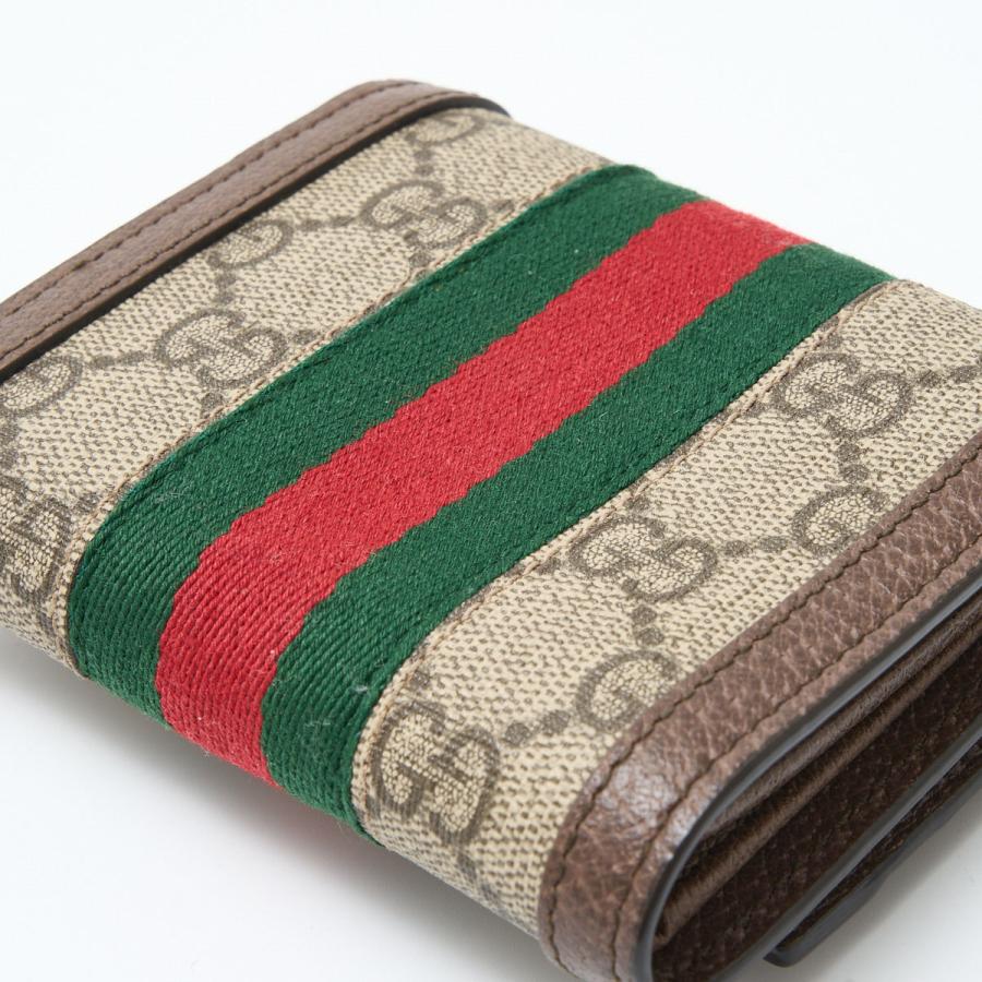 GUCCI グッチ 〔オフィディア〕三つ折り ウォレット 523174 コンパクト ミニ財布 GGスプリーム×レザー ウェブストライプ×ベージュ｜shop-musubi｜06