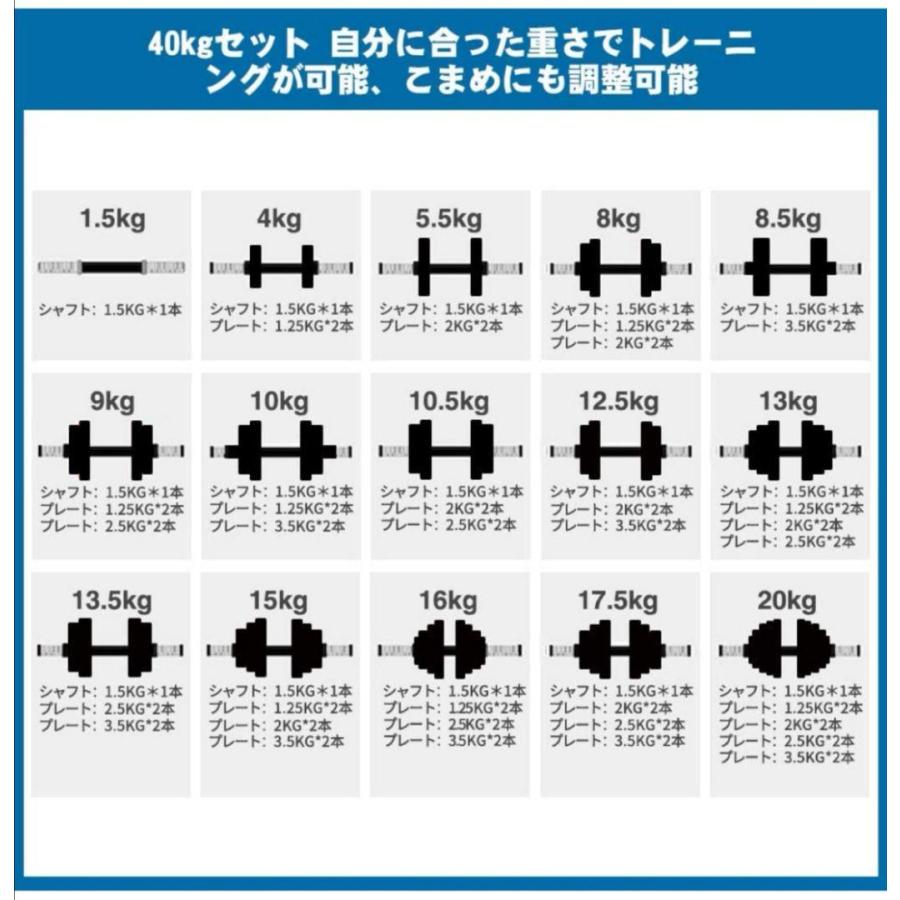 店舗 501ダンベル 40kg 20kg×2個セット 鋼 アレイ 錆びない 筋トレ