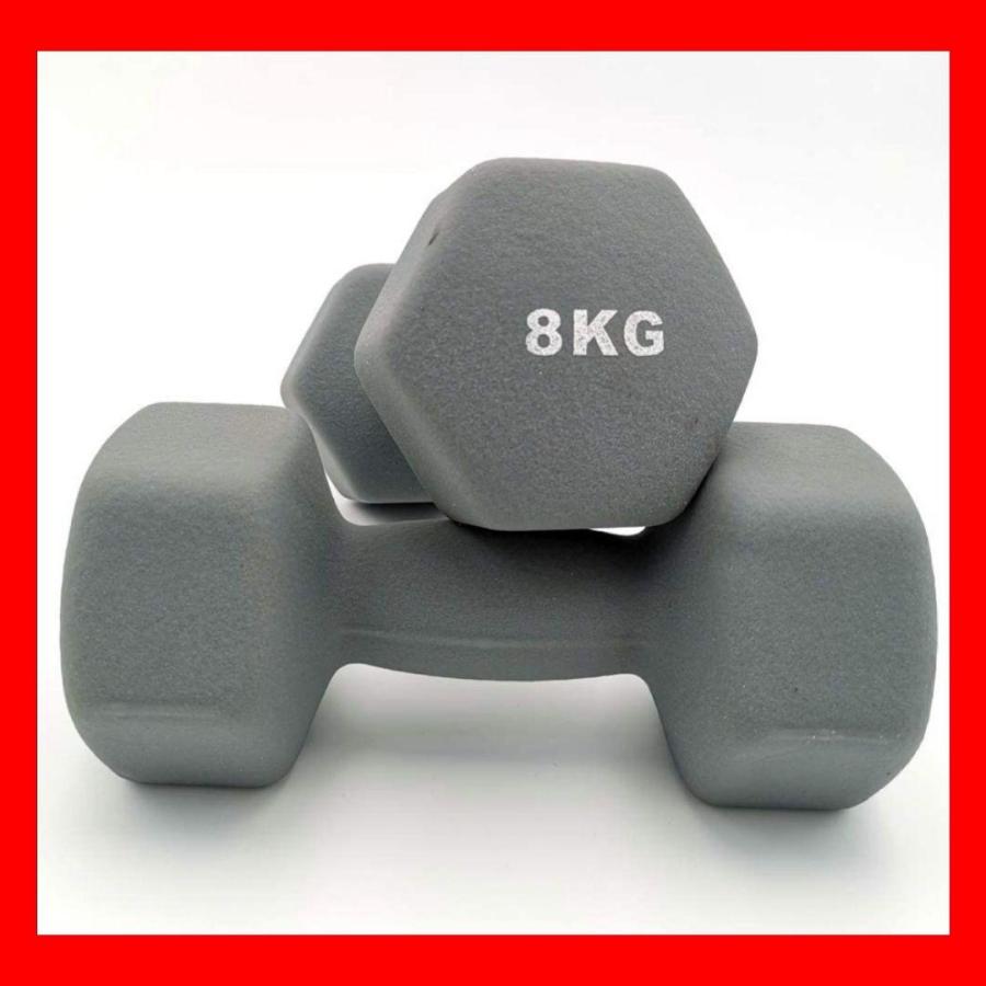 ダンベル 8kg 2個セット 合計16kg 小型 ソフトコーティング 筋力トレーニング 筋トレ 1年保証付き #507
