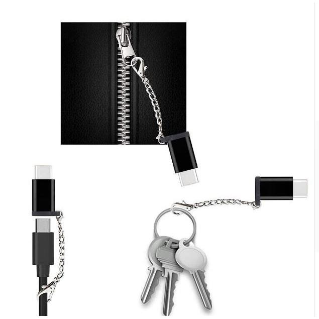 USBアダプター マイクロUSB micro-B to Type-c 変換アダプター チェーン付き 2個セット Ascromy|shop-nagata|02