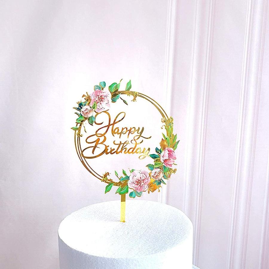 ケーキトッパー 誕生日 結婚式 母の日 アクリル製 ケーキ挿入カード 花 おしゃれ かわいい ウェディング Happy Birthday ケ Shop Nft ヤフー店 通販 Yahoo ショッピング