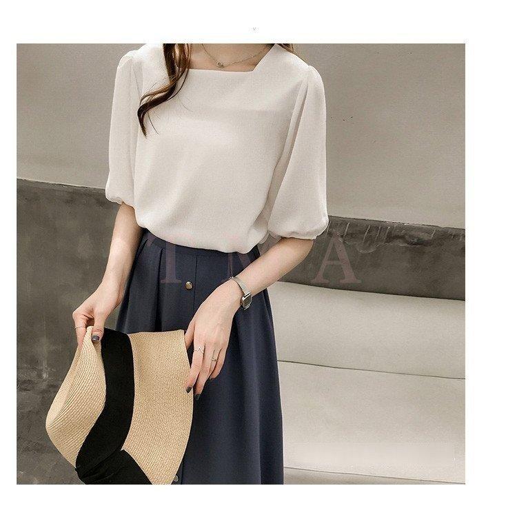 ブラウスレディースきれいめ40代春夏上品半袖ブラウスパフスリーブ白トップス韓国風トップス大きいサイズ大人シャツオシャレ2色 3sfoaunukz レディースファッション Www Pci Edu Pe