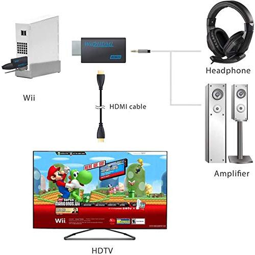 Wii hdmi変換アダプター Wii to HDMI Adapter コンバーター HDMI接続でWiiを1080pに変換出力 3.5mmオーディオ (WIIHDMI本体-ブラック)｜shop-nw｜05