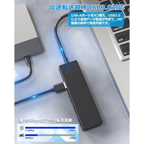 USB Type C ハブ Chayoo Type-C Hub 5Gbps高速転送 USB 3.0 4ポート搭載 バスパワー USB増設 USBポート不足解消 繋ぐだけで利用可能 コンパクト 軽量｜shop-nw｜06