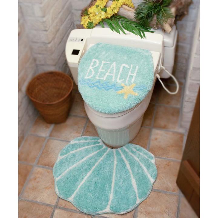 ビーチシェルトイレセット 手数料無料 カヒコ かわいい ハワイアン 雑貨 インテリア 4ilp1153 トイレカバーamp マットセット ウォッシュレット用