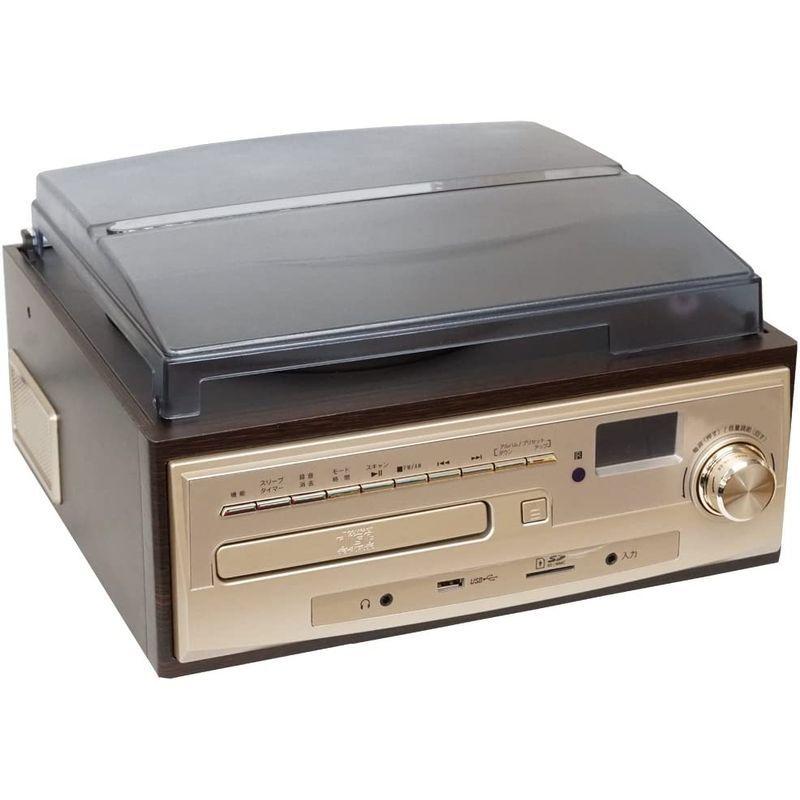 【タイムセール】 ベルソス マルチレコードプレーヤー レコード カセット CD ラジオ USB SD 外部音源 再生/録音可能 ステレオ ブラウンウッド調 M 【1851734139】(11115円)