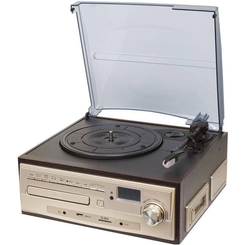 【タイムセール】 ベルソス マルチレコードプレーヤー レコード カセット CD ラジオ USB SD 外部音源 再生/録音可能 ステレオ ブラウンウッド調 M 【1851734139】(11115円)