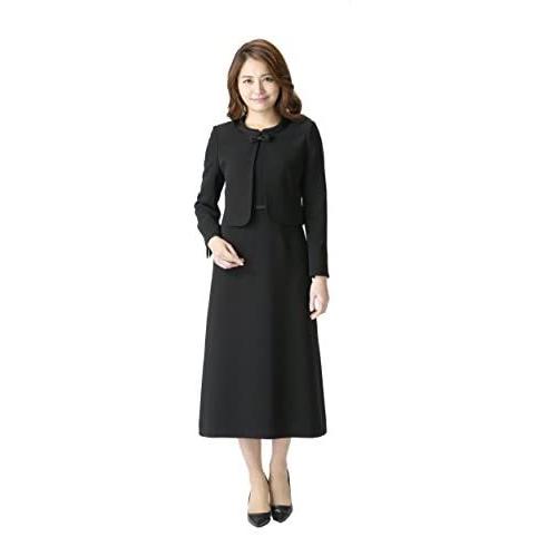 マーガレット M456 ブラックフォーマル レディース 喪服 アンサンブル ロング丈 ワンピース 礼服 冠婚葬祭 ブラック 15 号 人気デザイナー